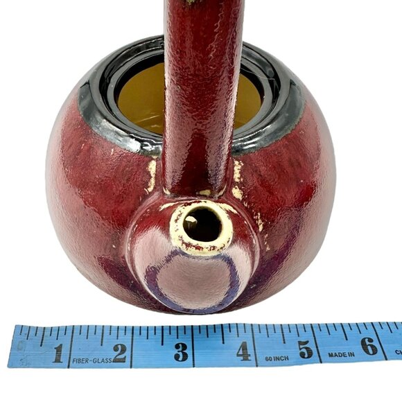 Pier 1 Earthenware Shanghai Tea Set Teapot With Handle & Lid Red Black 7 x 5.5 - Picture 11 of 11